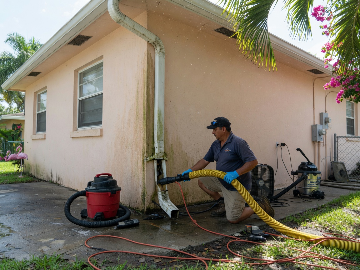 Downspout Leak Drying in Tampa